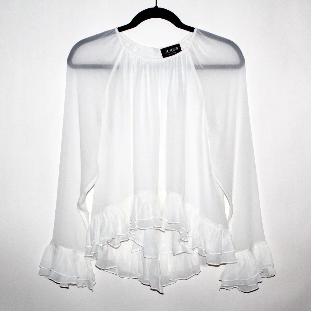 J. Crew Collection Ruffle Top in Viscose Chiffon